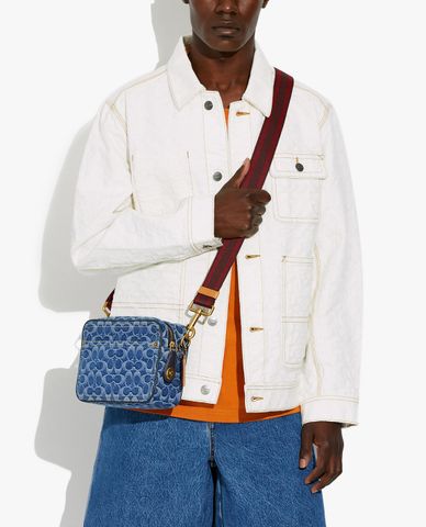  COACH - Túi đeo chéo nam phom chữ nhật Flight Bag In Signature Denim 