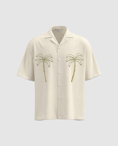  URBAN REVIVO - Áo sơ mi nam cổ bẻ tay ngắn Camp 