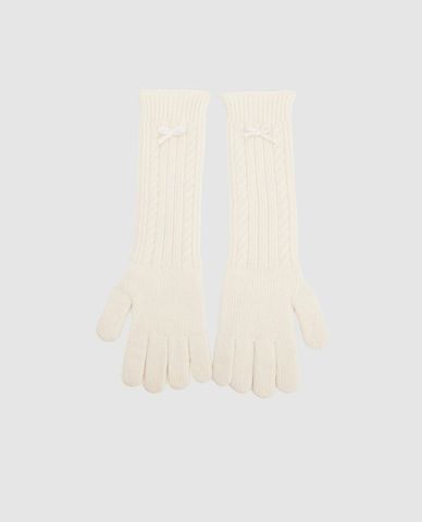  URBAN REVIVO - Găng tay nữ đan len phối nơ trẻ trung 