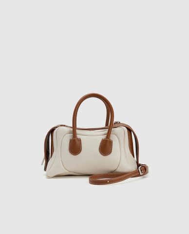  URBAN REVIVO - Túi đeo vai nữ phom chữ nhật phối quai cầm 