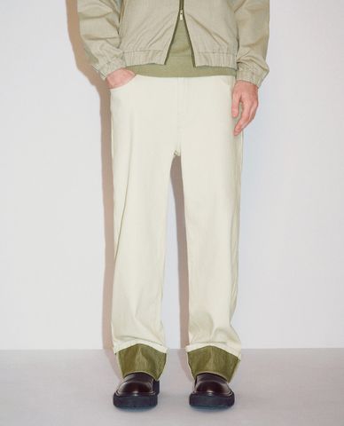  URBAN REVIVO - Quần jeans nam ống rộng xắn gấu Straight 