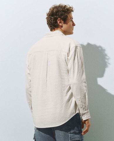  URBAN REVIVO - Áo sơ mi nam cổ bẻ tay dài Textured Button Up Loose 