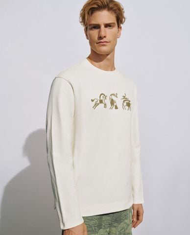  URBAN REVIVO - Áo thun nam cổ tròn tay dài Printed 