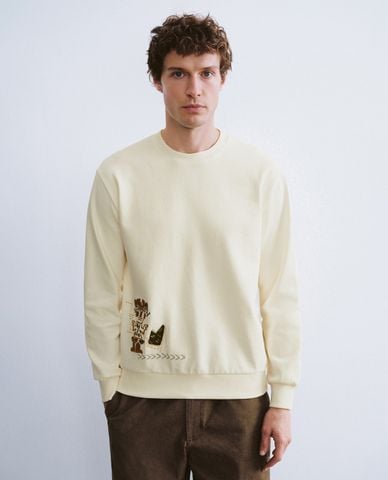  URBAN REVIVO - Áo sweatshirt nam cổ tròn tay dài Printed 
