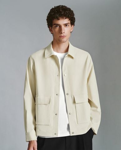  URBAN REVIVO - Áo khoác sơ mi nam cổ bẻ tay dài phối túi 