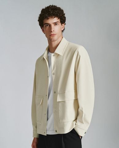  URBAN REVIVO - Áo khoác sơ mi nam cổ bẻ tay dài phối túi 