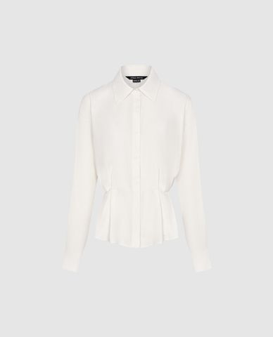  URBAN REVIVO - Áo sơ mi nữ cổ bẻ tay dài chiết eo 