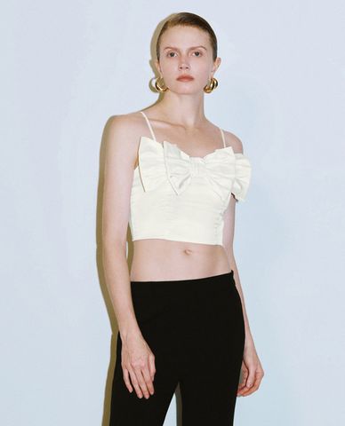  URBAN REVIVO - Áo hai dây nữ phom croptop phối nơ 