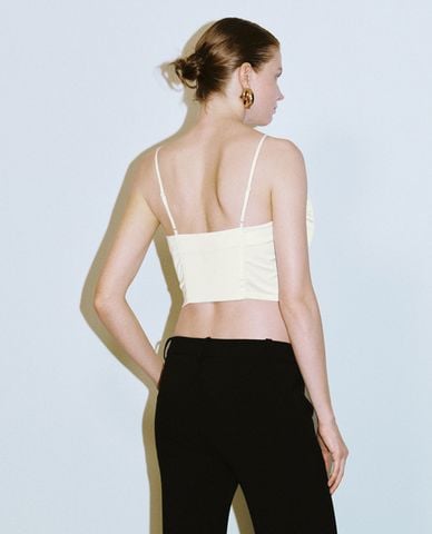  URBAN REVIVO - Áo hai dây nữ phom croptop phối nơ 