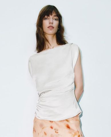  URBAN REVIVO - Áo kiểu nữ nhún eo Overhead 