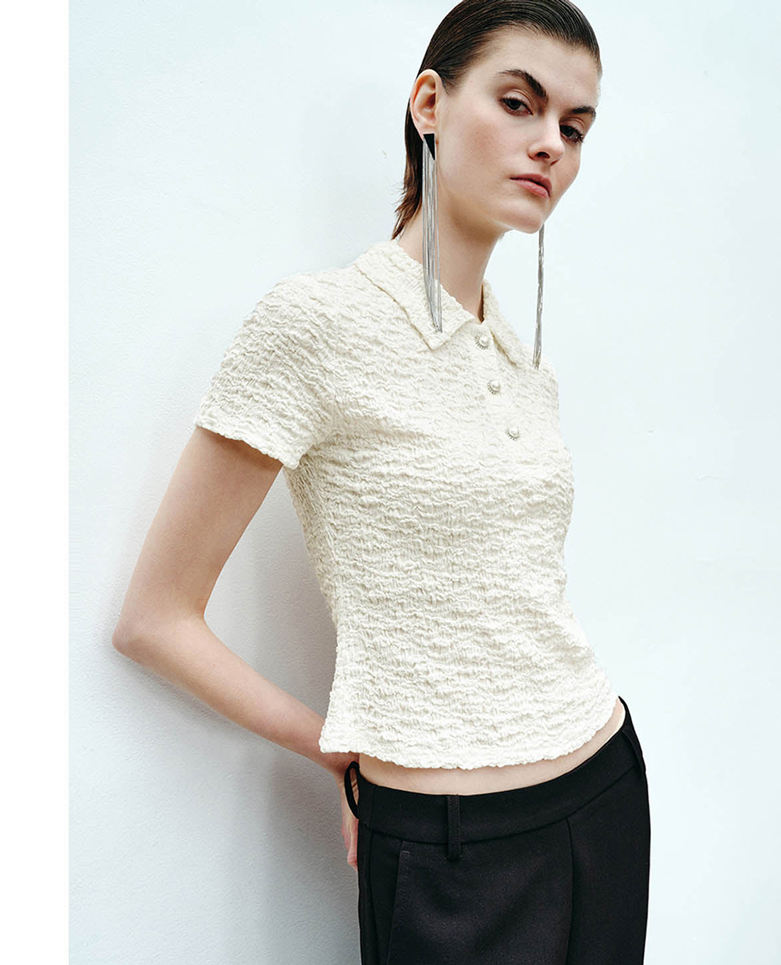 URBAN REVIVO - Áo polo nữ cổ bẻ tay ngắn Skinny