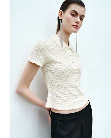  URBAN REVIVO - Áo polo nữ cổ bẻ tay ngắn Skinny 