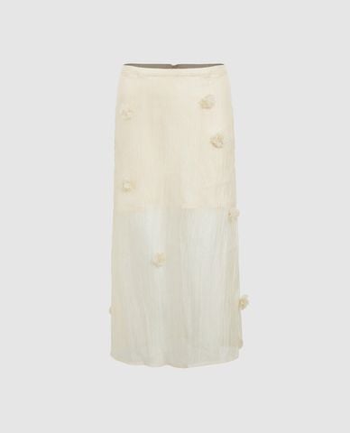  URBAN REVIVO - Chân váy phom suông midi đính hoa 