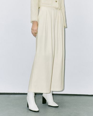  URBAN REVIVO - Quần nữ ống rộng lưng cao Hidden Button 