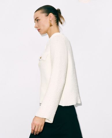  URBAN REVIVO - Áo khoác cardigan nữ cổ tròn tay dài hiện đại 