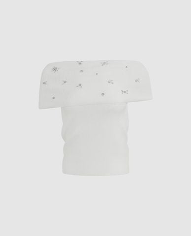  URBAN REVIVO - Áo trễ vai nữ đính đá 