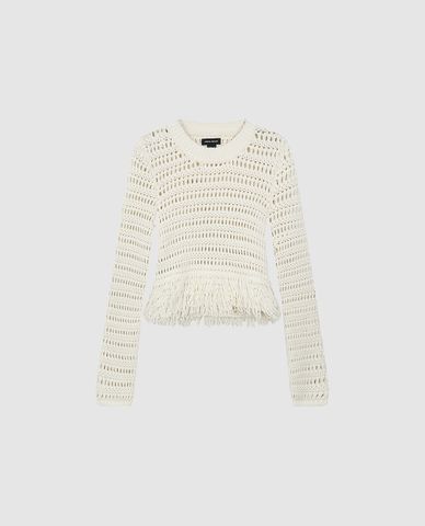  URBAN REVIVO - Áo dệt kim nữ cổ tròn tay dài thời thượng 