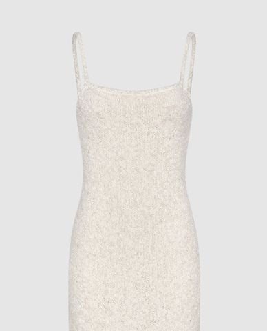  URBAN REVIVO - Đầm hai dây midi phom ôm Slit 