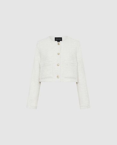  URBAN REVIVO - Áo khoác croptop nữ tay dài phối nút 