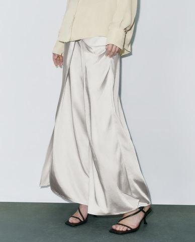  URBAN REVIVO - Quần nữ ống rộng phối tà vắt chéo 