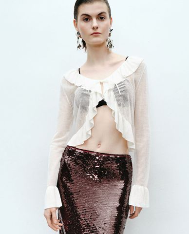  URBAN REVIVO - Áo khoác cardigan nữ thắt dây nữ tính 