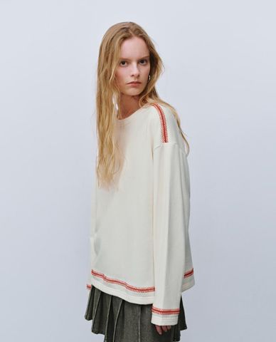  URBAN REVIVO - Áo thun nữ cổ tròn tay dài 