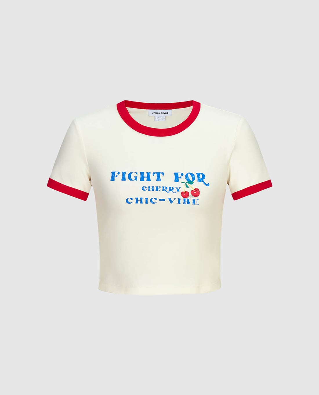 URBAN REVIVO - Áo croptop nữ cổ tròn tay ngắn Printed