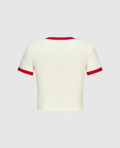  URBAN REVIVO - Áo croptop nữ cổ tròn tay ngắn Printed 