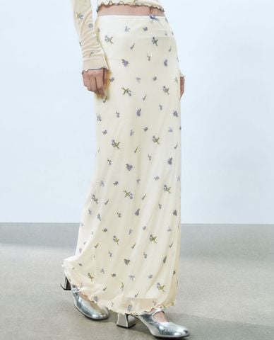  URBAN REVIVO - Chân váy phom suông midi thời trang 