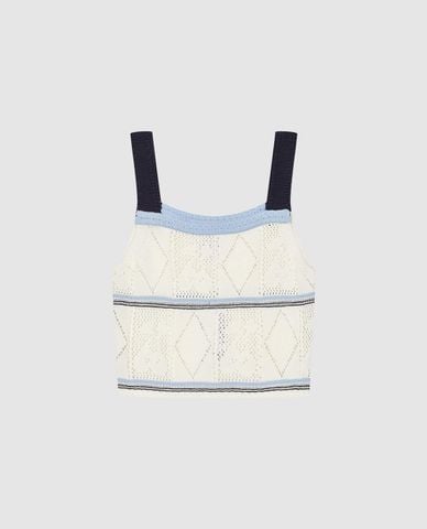  URBAN REVIVO - Áo dệt kim nữ hai dây cổ vuông hiện đại 