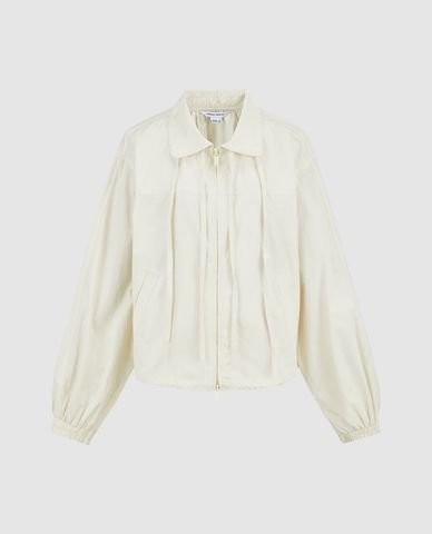  URBAN REVIVO - Áo khoác sơ mi nữ cổ bẻ tay dài phối dây rút hiện đại 