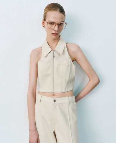  URBAN REVIVO - Áo sát nách nữ phom croptop 