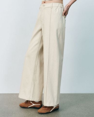  URBAN REVIVO - Quần jeans nữ ống rộng hiện đại 