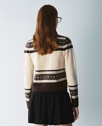  URBAN REVIVO - Áo khoác cardigan nữ phối họa tiết Button Up Straight 