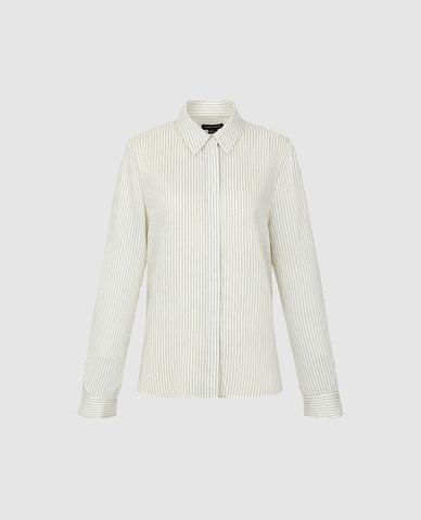  URBAN REVIVO - Áo sơ mi nữ cổ bẻ tay dài kẻ sọc 