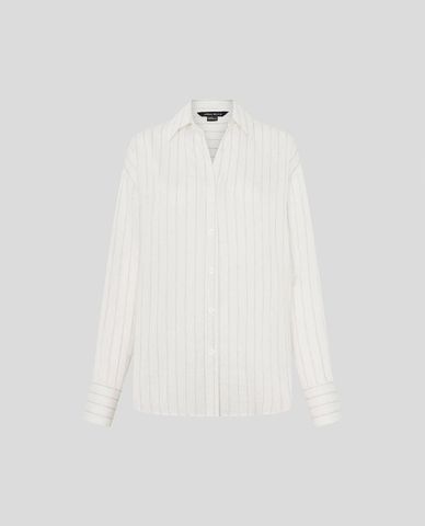  URBAN REVIVO - Áo sơ mi nữ cổ bẻ tay dài phom suông 