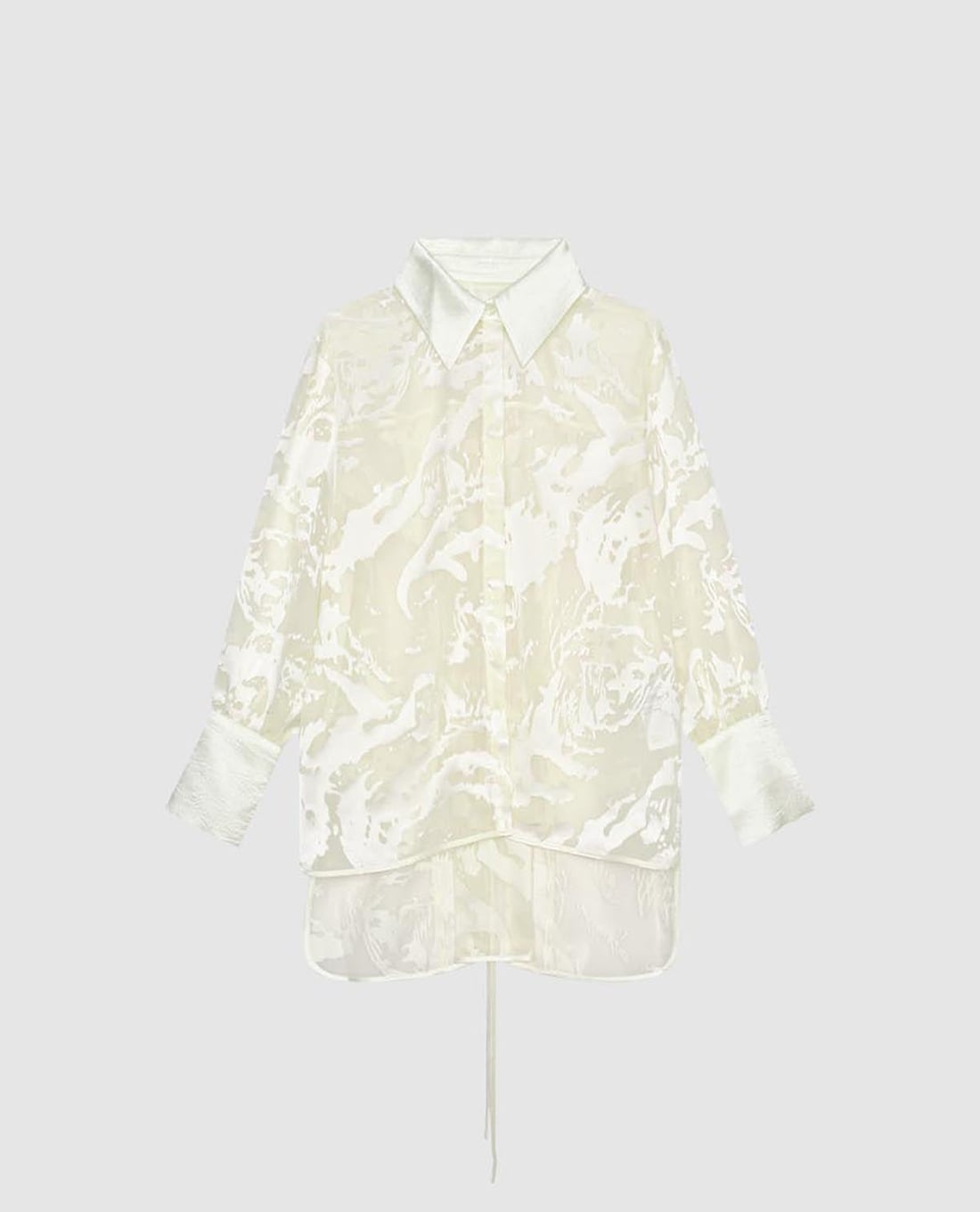 URBAN REVIVO - Áo sơ mi nữ tay dài xuyên thấu nữ tính