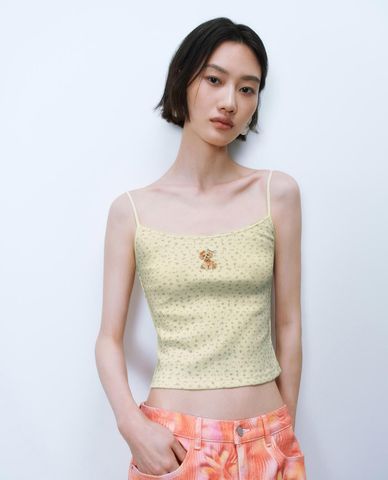  URBAN REVIVO - Áo hai dây nữ cổ vuông Floral 