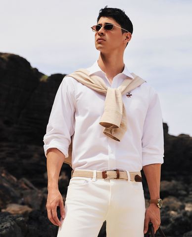  BEVERLY HILLS POLO CLUB - Áo sơ mi nam cổ bẻ tay dài phối logo 