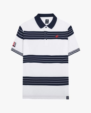  BEVERLY HILLS POLO CLUB - Áo polo nam cổ bẻ tay ngắn kẻ sọc ngang trẻ trung 