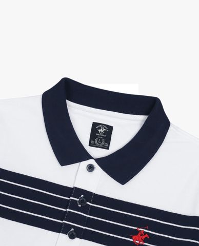  BEVERLY HILLS POLO CLUB - Áo polo nam cổ bẻ tay ngắn kẻ sọc ngang trẻ trung 