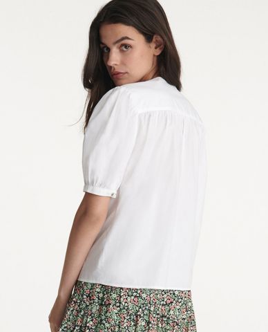  THE KOOPLES - Áo kiểu nữ cổ V tay ngắn phối nút cài trẻ trung 