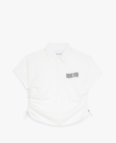  THE KOOPLES - Áo thun polo nữ cổ bẻ phối dây rút thời trang 