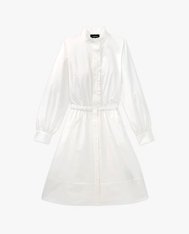  THE KOOPLES - Đầm midi sơ mi cổ trụ tay dài phối nút cài thanh lịch 