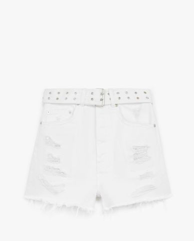  THE KOOPLES - Quần shorts nữ rách Chain Mail Detail 