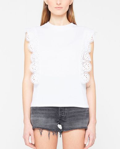  THE KOOPLES - Áo thun nữ sát nách viền ren nữ tính 