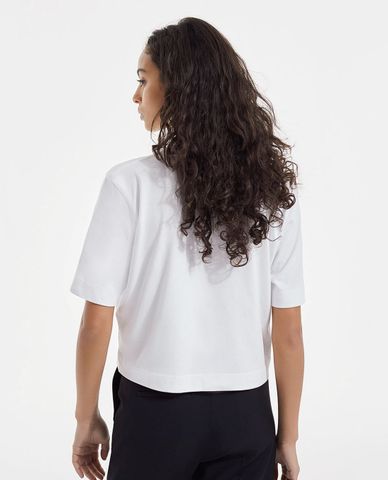  THE KOOPLES - Áo thun nữ phom lửng ngắn tay Matchstick Embroidery 