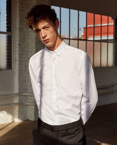  THE KOOPLES - Áo sơ mi nam tay dài Stretch Cotton Poplin 