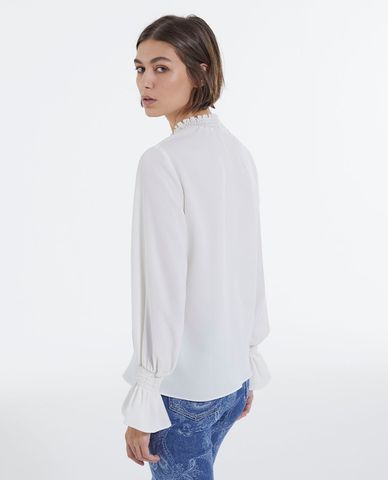  THE KOOPLES - Áo kiểu nữ cổ tròn tay dài Crepe Fabric 