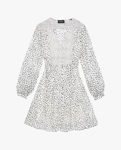  THE KOOPLES - Đầm mini tay dài cổ V chấm bi Polka Dots 